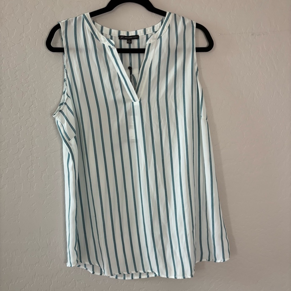 Adrianna Pappell Striped Sleeveless Blouse XL